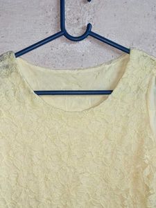 Chic Lace Peplum Top Layered Yellow