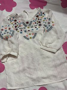 Embroidered White Ethnic Top