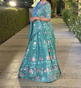 Beautiful Teal Floral Lehenga Choli