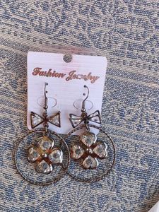 Sparkling Clover & Bow Drop Earrings