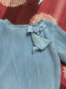 Chic Baby Blue Bow Top