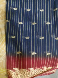 Elegant Navy Blue Saree with Gold Embellishments