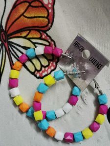 Colorful Beaded Hoop Earrings