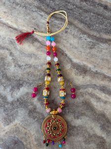 Boho Beaded Necklace & Earrings Set