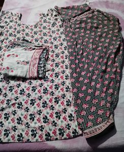 Floral Print Cotton Kurta with salwar and dupatta