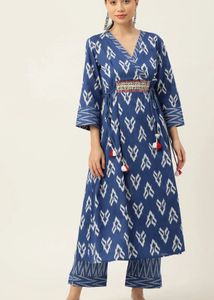Blue Wrap Kurta Set