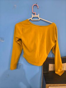 Mustard Yellow Long Sleeve Crop Top