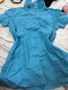 Blue Collared Button-Down Tunic