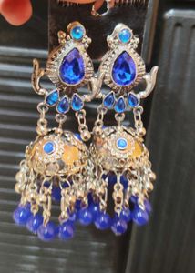Boho Mirror &amp; Crystal Jhumka Earrings