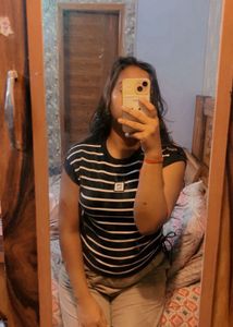 Striped Crop Top with Drawstring Sides