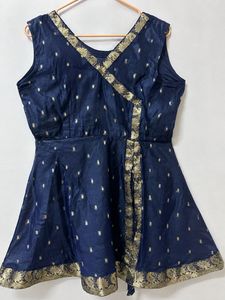 Navy Blue Embroidered peplum kurti