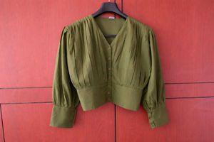 Olive Green Puff Sleeve Top