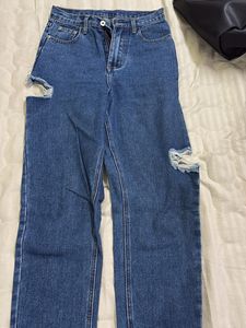 Trendy Ripped Blue Jeans