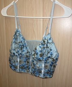 Light Blue Embroidered Bralette Top