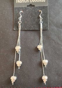 Thread Silver Rose drop Earrings Metal