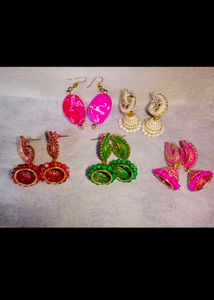 Oxidised Necklace And 5 Pair Earrings