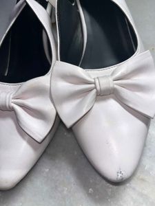 white bow heels