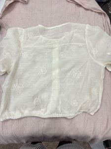 Sheer Floral Embroidered Blouse