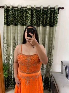 Stunning Orange Embellished Gown