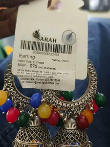 Boho Jhumka Earrings with Colorful Beads