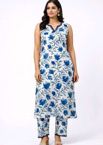 Blue Floral Kurta Set