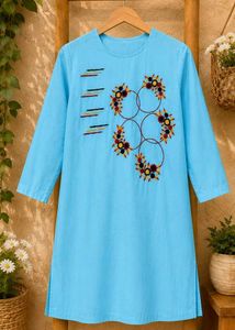 light Blue Embroidered Kurta
