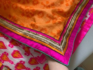 Vibrant Orange &amp; Pink Saree