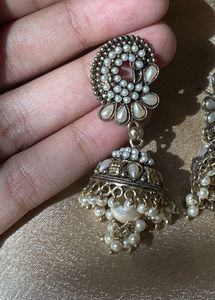 Elegant Jhumka Earrings with Pearls