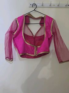 Wedding Lehenga Choli Pink N White Sider
