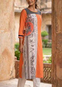 Contemporary Orange & Black Designer Kurti