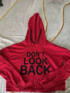 Red Cropped Hoodie "Don't Look Back"