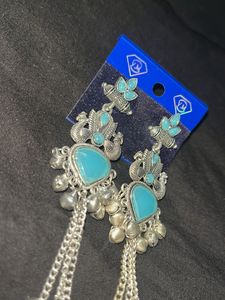 sky blue  Peacock Dangle Earrings