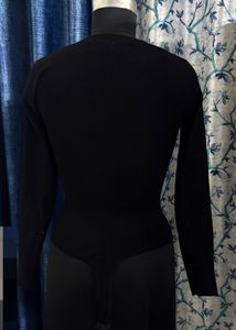 Chic Black Twist Front Long Sleeve Bodysuit