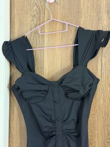 Chic Black Ruched Bodycon Dress
