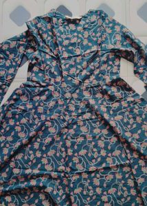 Stylish Teal Floral Print Sharara Set