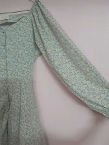 Ditsy Floral Print Summer Dress With Balloon Sleev