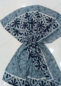 Stylish Grey Floral Print Dupatta