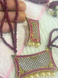 Elegant Pink Stone &amp; Pearl Drop Earrings
