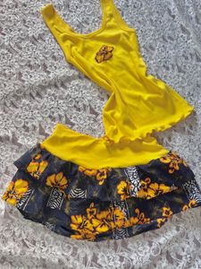 Yellow Tank Top &amp; Ruffled Skirt Set Pinteresty