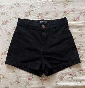Black High-Waisted Denim Shorts