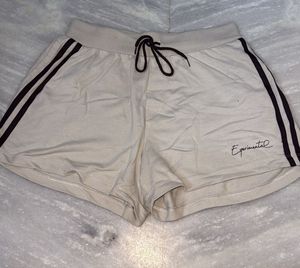 Light Beige Striped Athletic Shorts