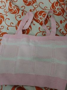 Pink Ribbed Knit Crop Top