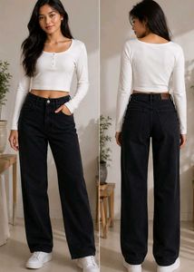 Classic Black Wide-Leg Jeans