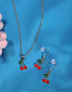 Shein Women Gold Cherry-Design Jewellery Set