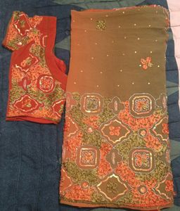 Party wear shaded Saree With Blouse