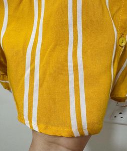 Yellow Striped Cropped Shirt