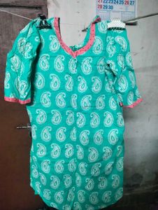 Teal Paisley Print Kurta