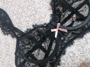 Sheer Black Lace bra with two briefs