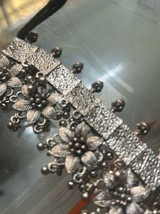 Antique Silver Floral Choker Necklace