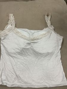 White Lace Trim Cami Top